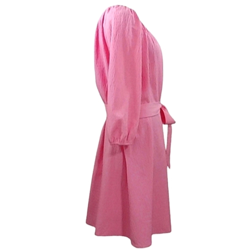 Elizabeth and James Textured Pink Balloon Sleeve Dress Sz Large - Picture 9 of 16